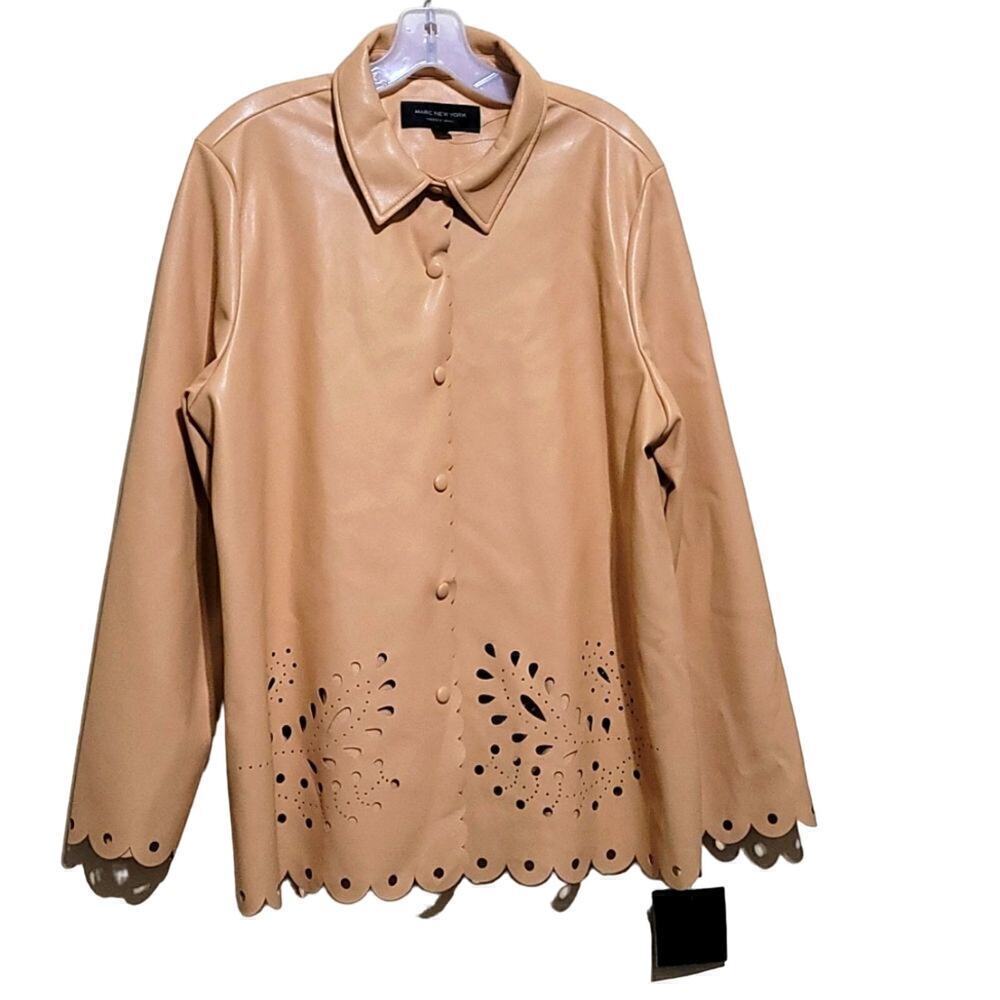 Marc New York Tan Faux leather Jacket Sz Xlarge   NWT